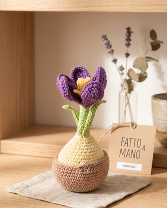 Crocus all'uncinetto fatto a mano con bulbo – Pian