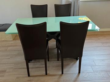 Tavolo vetro sala TONIN allungabile
