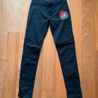 Jeans donna Desigual neri con ricamo