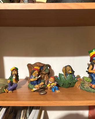 Lotto statuette Rasta Reggae in resina