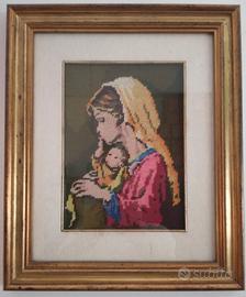 Quadro punto croce “madonna con bambino”