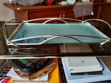 Vassoio Vintage Design anni '70/'80 Vetro Smerigli