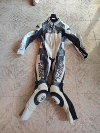 Tuta Arlen ness in pelle bianca e nera tg. 56