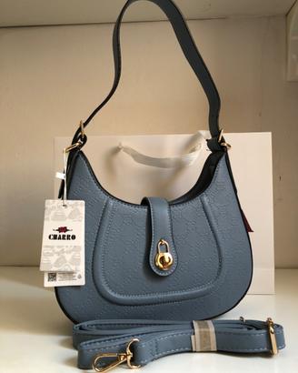 Splendida borsa a spalla, colore blu avio