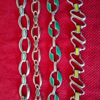 VINTAGE '70 SMALTI VERDI AG 925 BRACCIALE 