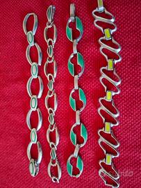 VINTAGE '70 SMALTI VERDI AG 925 BRACCIALE 