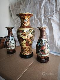 Set 3 Vasi Royal Satsuma vintage con basi in leg