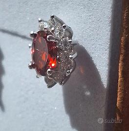 orecchini in argento s925 con zirconi rosso rubino