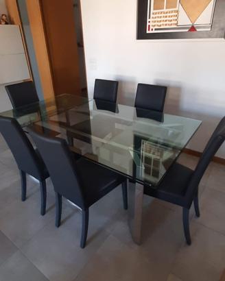 Tavolo vetro e 6 sedie (Calligaris)