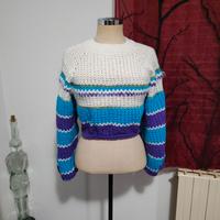 Maglione Maglioncino corto donna all' uncinetto