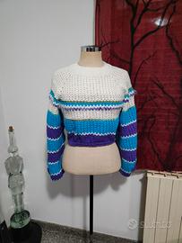 Maglione Maglioncino corto donna all' uncinetto