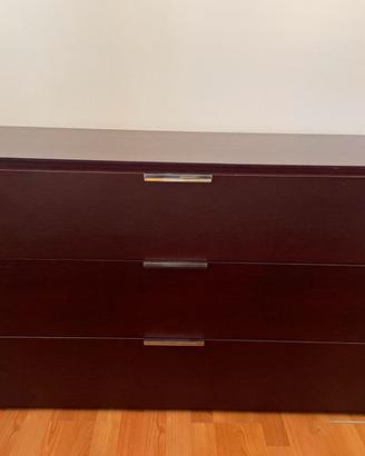 Cassettiera con tre cassetti in legno Rovere