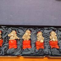Set Vintage 6 Babbi Natale Musicisti con Scatola