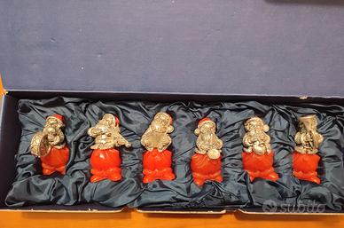 Set Vintage 6 Babbi Natale Musicisti con Scatola