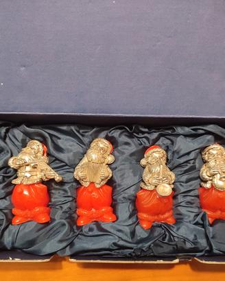 Set Vintage 6 Babbi Natale Musicisti con Scatola