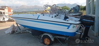 Barca con motore f.b. mercury 25 cv avv. elettrico