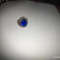 Anello argento vintage anni '20 con pietra blu