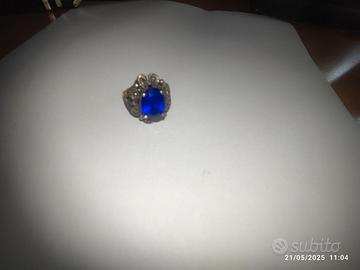 Anello argento vintage anni '20 con pietra blu