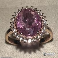 ANELLO ORO ROSA 18kt. DIAMANTI E ZAFFIRO ROSA 3,86