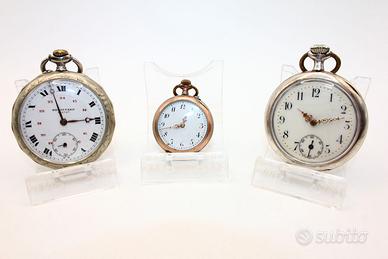 Lotto 3 orologi tasca argento oro fine 1800