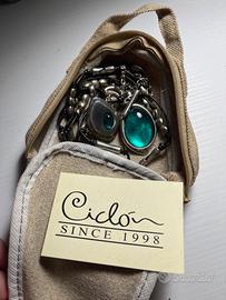 Collana ciclon con pietre in vetro di Murano verde