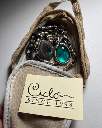 Collana ciclon con pietre in vetro di Murano verde