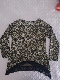 Maglia animalier leopardata con pizzo