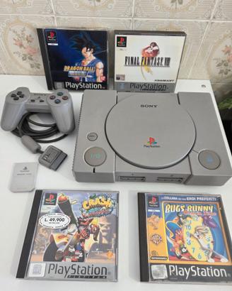 Playstation 1 + 4 giochi + accessori