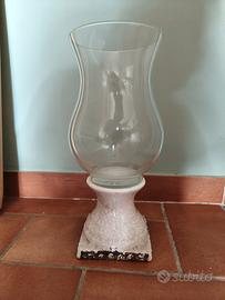 Vaso Porta Candela-uragano in Ceramica e Vetro