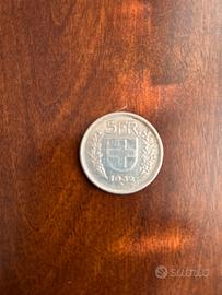 Moneta 5 Franchi Svizzeri 1932