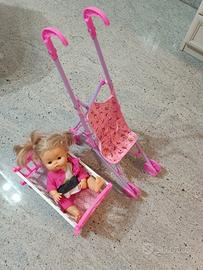 Bambola passeggino e culla 