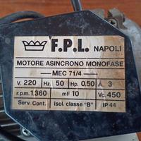 MOTORE ELETTRICO MONOFASE V220 HP-0,50