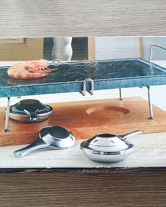 Set di pietra ollare con base in legno Brandani