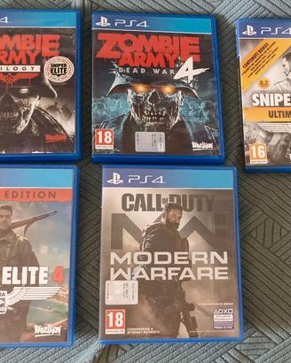 Lotto 5 Giochi PS4 Sparatutto - Sniper Elite, Zomb