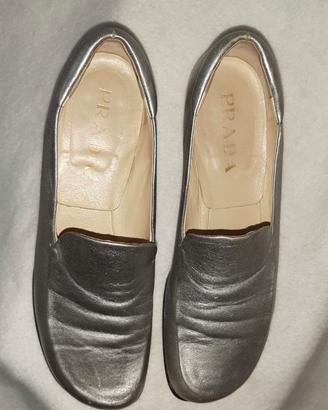 mocassino liscio donna in pelle argentato