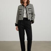 Giacca corta in tweed bianco e nero taglia s/m