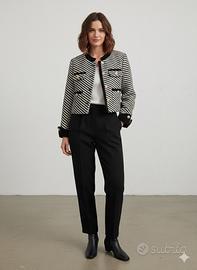 Giacca corta in tweed bianco e nero taglia s/m