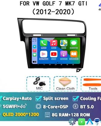 Autoradio android golf 7 10.1” 8gb+128gb 2k
