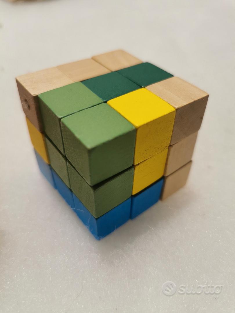 ANTICO GIOCO PUZZLE CUBETTI IN LEGNO