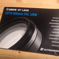 Canon EF 70-200mm f/4L USM - libretto istruzioni 