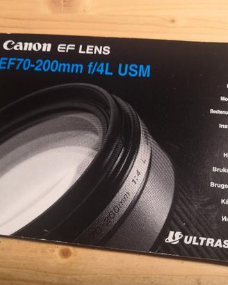 Canon EF 70-200mm f/4L USM - libretto istruzioni 