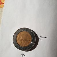 moneta da 500 lire del 1988 con errore di conio 