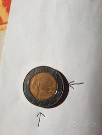 moneta da 500 lire del 1988 con errore di conio 