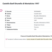 BRUNELLO DI MONTALCINO 1997 6 BOTTIGLIE COLLEZIONE