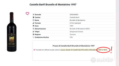 BRUNELLO DI MONTALCINO 1997 6 BOTTIGLIE COLLEZIONE
