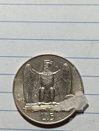 5  lire argento aquilino 1929 spl