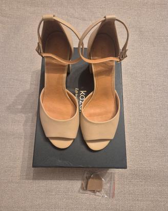Sandali con tacco Kazar beige n.38 pelle
