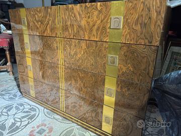 Comò DESIGN ANNI 70 Firmato - Radica e Ottone 