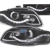 FARI AUDI A4 B7 LUCE DIURNA A LED FONDO NERO 04-07