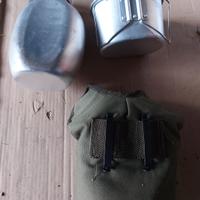 Borraccia alluminio con gavettino. Mai usata